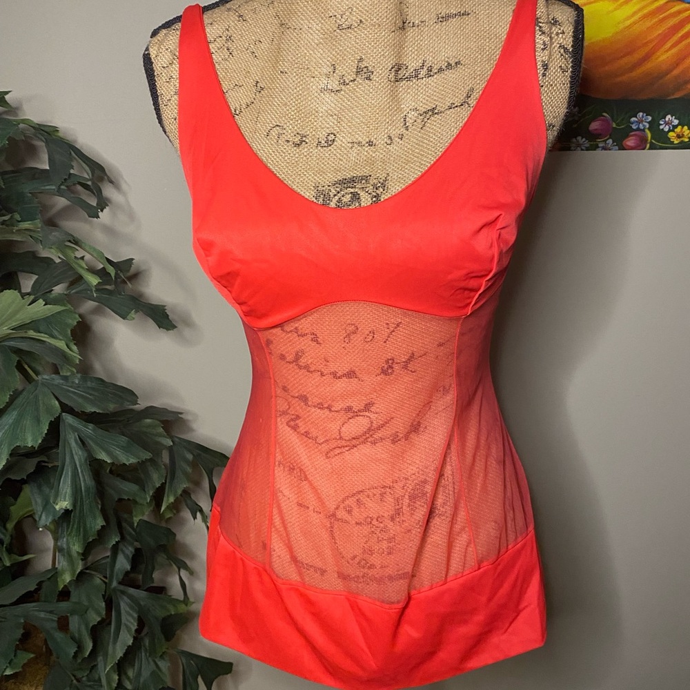 Red sheer lingerie top
